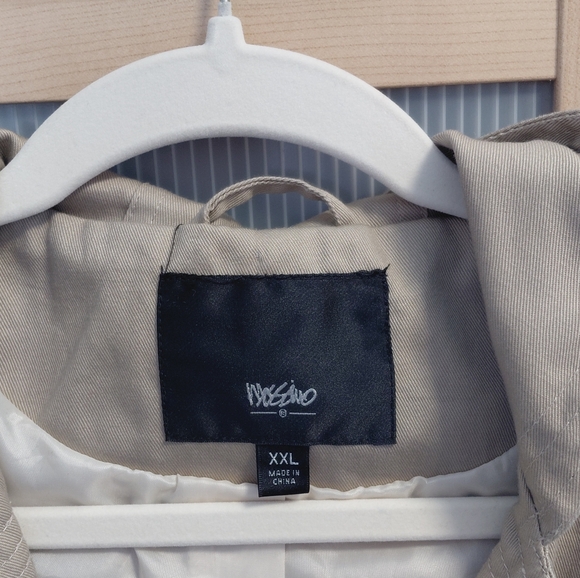 NWT Mossimo Khaki Tan Belted Lined Trench Coat W/Hood Size 2XL Spring Jacket - Picture 3 of 9